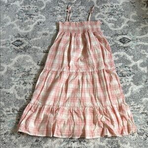 Polo Ralph Lauren Cream and Pink Plaid Cotton Dobby Dress